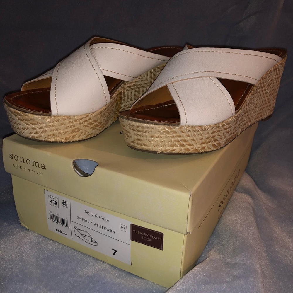 👡 Sonoma Snemmy White Wrap Wedge Espadrille Sz 7
